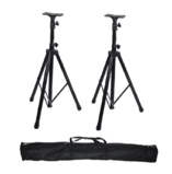 Pair Heavy Duty Tripod DJ PA Speaker Stands Black Packed w/ Carrying Bag