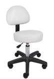 Ergonomic Health and Fitness Rolling Adjustable Medical/Massage Stool with Removable Backrest, White