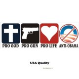 Pro God Pro Guns Pro Life Anti Obama Bumper Sticker