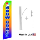 Snow Cones Econo Flag | 16ft Aluminum Advertising Swooper Flag Kit with Hardware