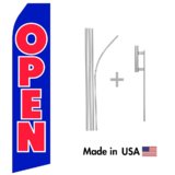 Blue Open Econo Flag | 16ft Aluminum Advertising Swooper Flag Kit with Hardware
