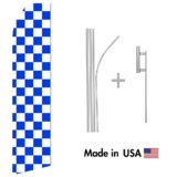 Blue and White Checkered Econo Flag | 16ft Aluminum Advertising Swooper Flag Kit with Hardware