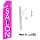 Nail Salon Econo Flag | 16ft Aluminum Advertising Swooper Flag Kit with Hardware