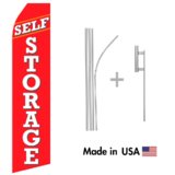Self Storage Econo Flag | 16ft Aluminum Advertising Swooper Flag Kit with Hardware