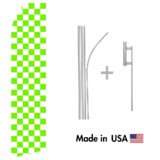 Green Checkered Econo Flag | 16ft Aluminum Advertising Swooper Flag Kit with Hardware