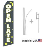 Open Late Econo Flag | 16ft Aluminum Advertising Swooper Flag Kit with Hardware