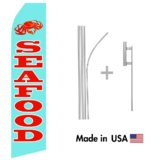 Seafood Econo Flag | 16ft Aluminum Advertising Swooper Flag Kit with Hardware
