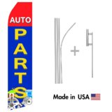 Auto Parts Econo Flag | 16ft Aluminum Advertising Swooper Flag Kit with Hardware