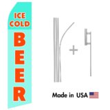 Ice Cold Beer Econo Flag | 16ft Aluminum Advertising Swooper Flag Kit with Hardware
