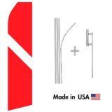 Red and White Stripe Econo Flag | 16ft Aluminum Advertising Swooper Flag Kit with Hardware