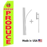 Fresh Produce Econo Flag | 16ft Aluminum Advertising Swooper Flag Kit with Hardware