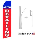 Auto Detailing Econo Flag | 16ft Aluminum Advertising Swooper Flag Kit with Hardware