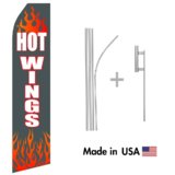 Hot Wings Econo Flag | 16ft Aluminum Advertising Swooper Flag Kit with Hardware
