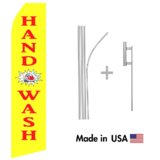 Yellow Hand Wash Econo Flag | 16ft Aluminum Advertising Swooper Flag Kit with Hardware