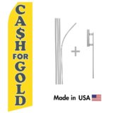 Cash For Gold Econo Flag | 16ft Aluminum Advertising Swooper Flag Kit with Hardware