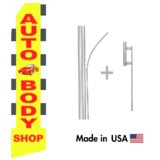 Auto Body Shop Econo Flag | 16ft Aluminum Advertising Swooper Flag Kit with Hardware