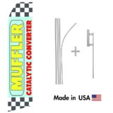 Muffler Catalytic Converter Econo Flag | 16ft Aluminum Advertising Swooper Flag Kit with Hardware