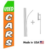 Used Cars Econo Flag | 16ft Aluminum Advertising Swooper Flag Kit with Hardware