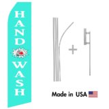 Blue Hand Wash Econo Flag | 16ft Aluminum Advertising Swooper Flag Kit with Hardware