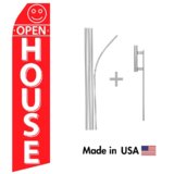 Red Open House Econo Flag | 16ft Aluminum Advertising Swooper Flag Kit with Hardware