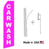 Pink Car Wash Econo Flag | 16ft Aluminum Advertising Swooper Flag Kit with Hardware