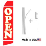 Red Open Econo Flag | 16ft Aluminum Advertising Swooper Flag Kit with Hardware