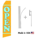 Yellow Open Econo Flag | 16ft Aluminum Advertising Swooper Flag Kit with Hardware