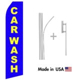 Purple Car Wash Econo Flag | 16ft Aluminum Advertising Swooper Flag Kit with Hardware